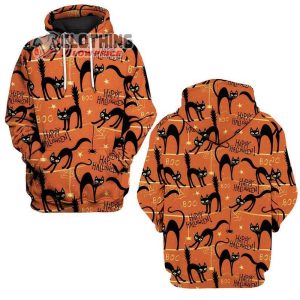 Halloween Pumpkin Black Cat 3D Hoodie 2