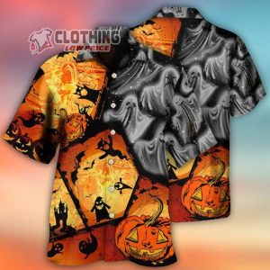 Halloween Pumpkin Burning Crazy Shirt, Halloween Pumpkin Ghost Shirt, Hawaiian Shirt, Halloween Horror Movie Shirt, Halloween Gift