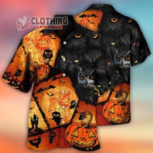 Halloween Pumpkin Hawaiian Shirt, Halloween Owl Shirt, Halloween Horror Movie Shirt, Owl 3D Shirt, Funny Halloween Tee, Halloween Gift
