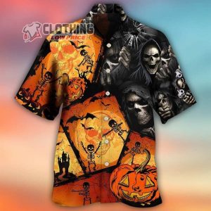 Halloween Scary Hawaiian Shirt, Halloween Killer Shirt, 3D Hawaiian Aloha Shirt, Summer Beach Shirt, Halloween Skeleton, Halloween Gift