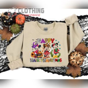 Halloween Thanksgiving Christmas Mickey- Minnie Shirt, Happy Hallothanksmas Sweatshirts, Holiday Season Gift, Funny Halloween Shirt
