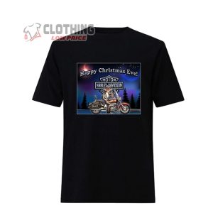 Happy Christmas Eve Reindeer Man With Motorcycles In The Christmas Tree Forest T Shirt