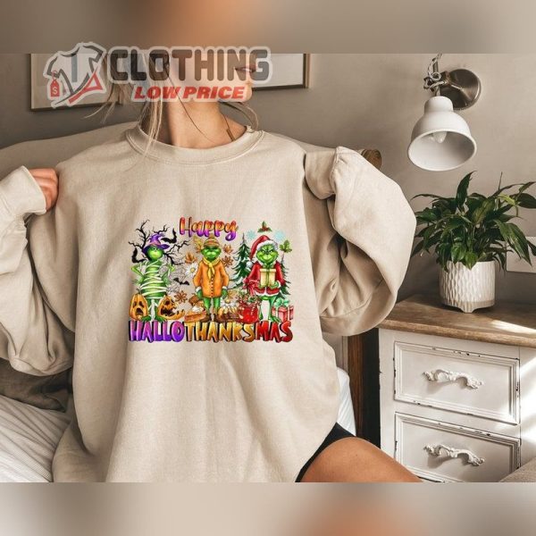 Happy Hallothanksmas Sweatshirt, Christmas Sweatshirt, Cute Halloween Sweateshirt, Funny Halloween Shirt, Holiday Gifts