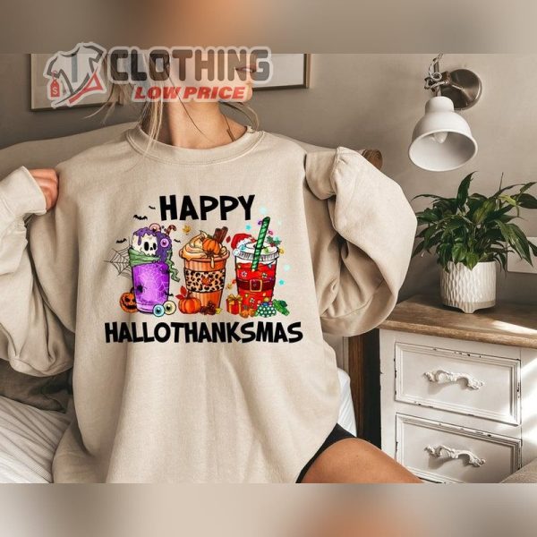 Happy Hallothanksmas Sweatshirt Halloween Gift Christmas Sweatshirt Cute Halloween Sweatshirt Holiday Gifts