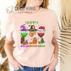 Happy Hallothanksmas Wine Shirt Happy Hallothanksmas Shirts Funny Wine Holiday Shirt Matching Shirts Christmas Wine Shirt Holiday Gifts 1