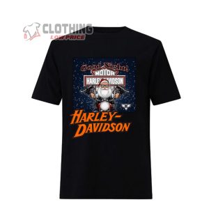 Harley Davidson Christmas Shirt Santa Claus Riding At Night, Merry Christmas Good Night Harley Davidson Shirt