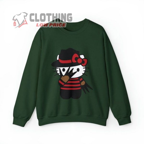 Hello Kitty Halloween Sweater, Sanrio Cute Crewneck Sweatshirt Nightmare On Elm Street 80S