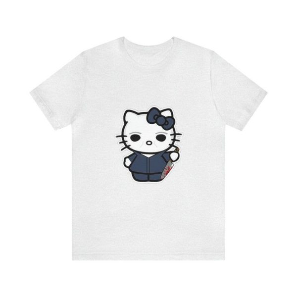 Hello Kitty Halloween T Shirt, Cute Michael Myers Shirt Hello Kitty As Michael Myers Spooky Season Tshirt