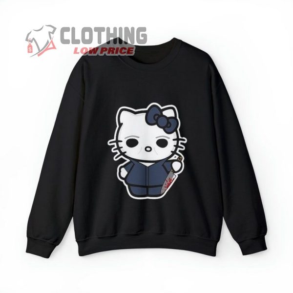 Hello Kitty Halloween Sweatshirt, Cute Michael Myers Shirt Hello Kitty As Michael Myers Spooky Season Sweater