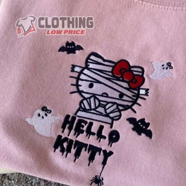 Hello Kitty Mummy Ghost Bats Spider Halloween Embroidered Crewnecks Sweatshirt