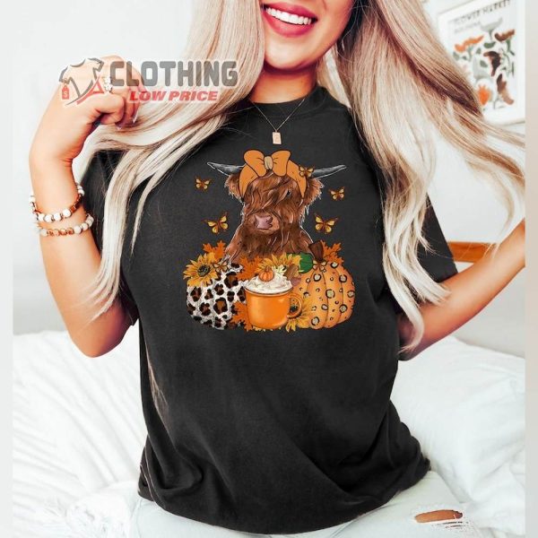 Highland Cow Fall Sweatshirt, Fall Heifer Thanksgiving Shirt, Thanksgviving Shirt, Fall Sweater, Fall Vibes Shirt, Pumpkin Cow Shirt, Thanksgiving Gift