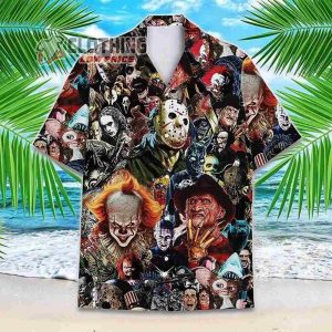 Horror Characters Halloween Shirt, Halloween Hawaiian Shirt, Halloween Killers Shirt, Jason Voohees, Michael Myers, Horror Movies Shirt, Gift