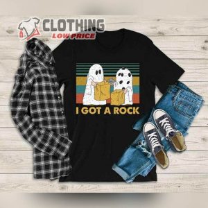 I Got A Rock Halloween T-Shirt, Funny Halloween Cute Ghost Read Book Hoodie, I Got A Rock Sweatshirt