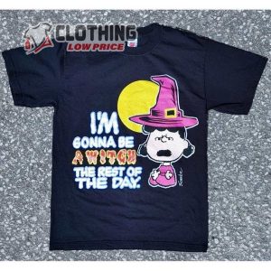 I’m Gonna Be A Witch The Rest Of The Day Peanuts Halloween Lucy Witch Print T-Shirt