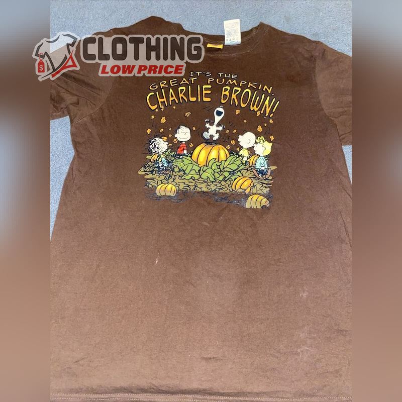 It’S The Great Pumpkin Charlie Brown T Shirt, Rare Snoopy Pumpkin Leave Brown Halloween Shirt
