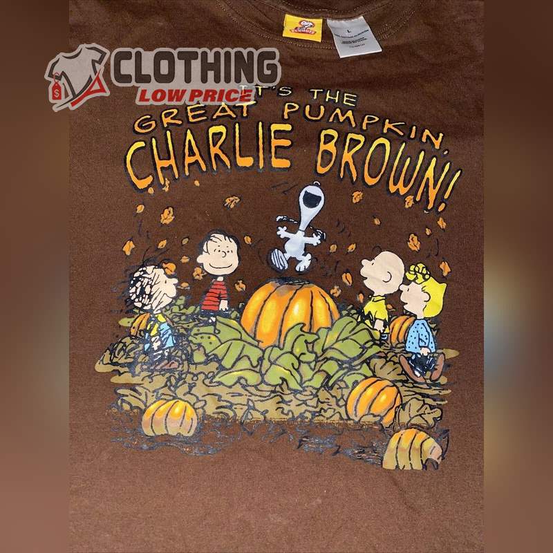 It’S The Great Pumpkin Charlie Brown T Shirt, Rare Snoopy Pumpkin Leave Brown Halloween Shirt
