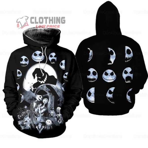 Jack Skellington Halloween Horror 3D Print Hoodie, Oogie Boogie Sweatshirt, Horror Movie Pullover, Nightmare Before Christmas Merch