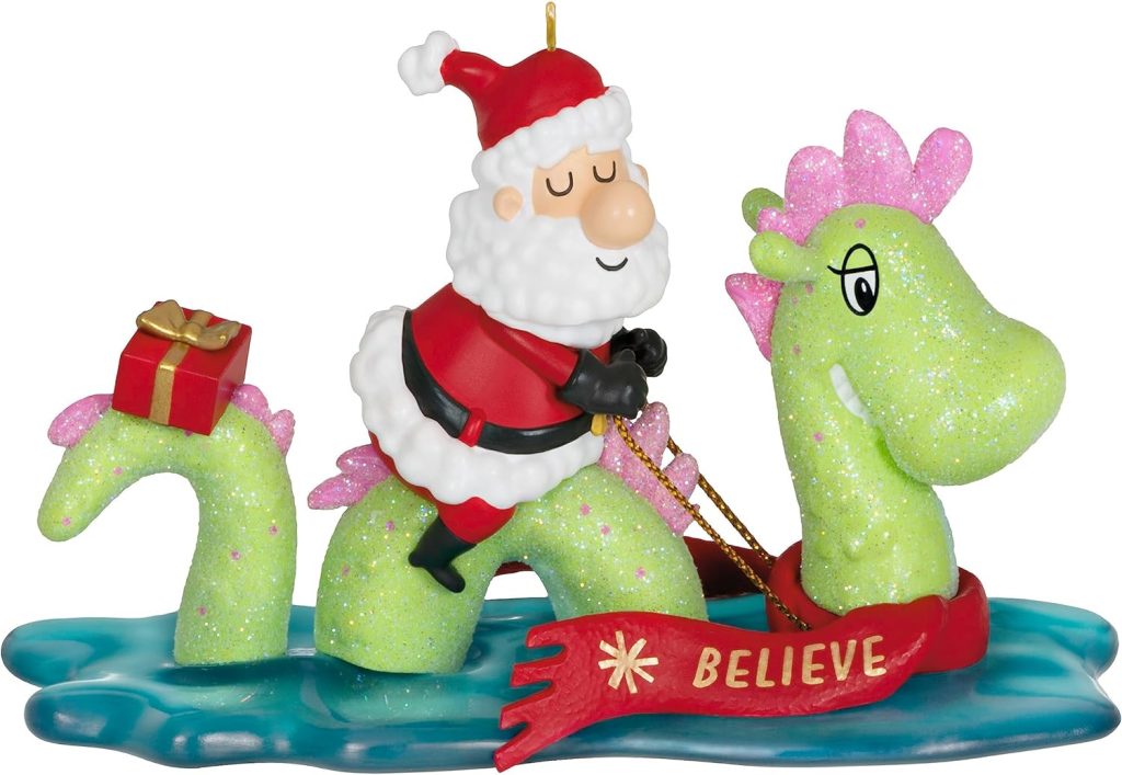 Just Believe Santa and Loch Ness Monster funny christmas ornaments amazon