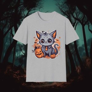 Purr-Fectly Spooky Halloween Kitty Tshirt, Cute Women’S Halloween Adorable Cat Lovers Holiday Shirt