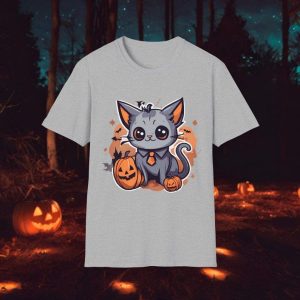 Purr-Fectly Spooky Halloween Kitty Tshirt, Cute Women’S Halloween Adorable Cat Lovers Holiday Shirt