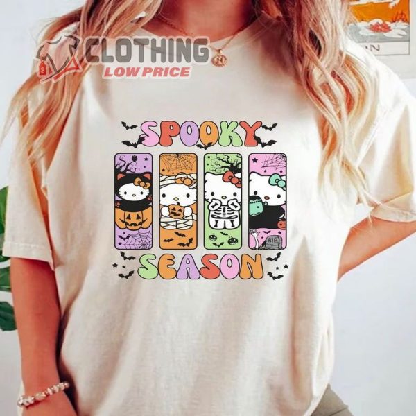 Spooky Season Halloween Shirt, Kawaii Kitty  Retro Halloween Shirt