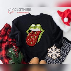 Lips Grinch Christmas Rolling Stone Sweatshirt, Rolling Stone Funny Christmas T-Shirt, Rolling Stone Christmas Family Hoodie, Rolling Stone Merry Grinchmas Shirt