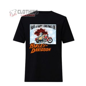 Merry Christmas Harley Davidson Have A Happy Christmas Eve Santa Claus With Motorcycles T Shirt 2