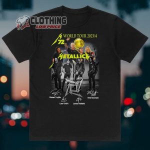 Metallica Since 1981 Signatures Merch, Metallica World Tour 2023 2024 Shrit, World Tour 2023 4 Metallica Since 1981 Signatures T-Shirt