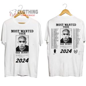 Most Wanted Tour 2024 Merch Bad Bunny Fan Shirt Bad Bunny 2024 North American Tour Tee Bad Bunny Nadie Sabe Lo Que Va A Pasar Manana Album T Shirt