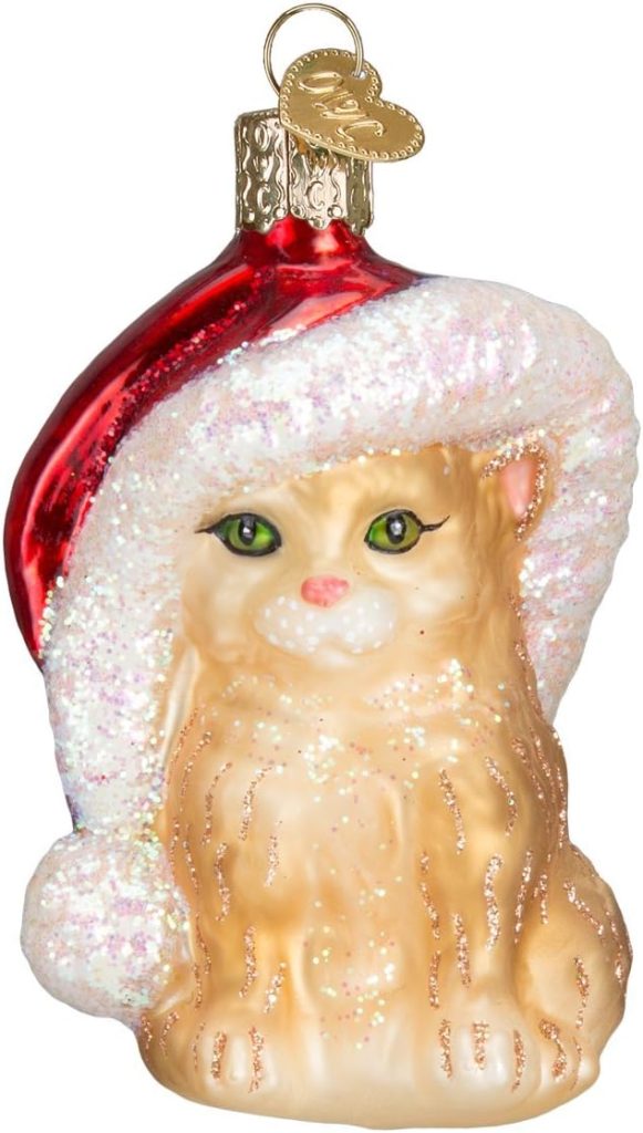 Old World Christmas Santa Kitten Glass Blown Ornaments amazon