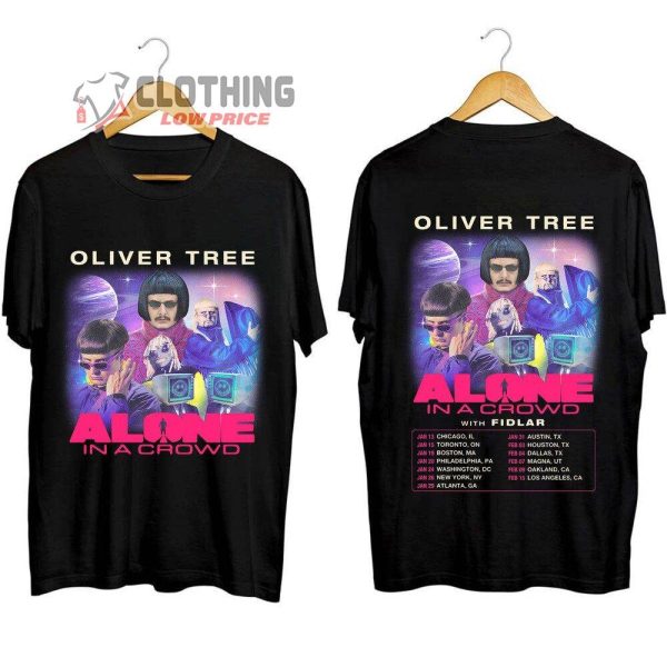 Oliver Tree Alone In A Crowd 2024 Tour Merch, Oliver Tree New Album 2024 Shirt, Oliver Tree 2024 North American Tour Dates Sweatshirt, Oliver Tree Fan Gift