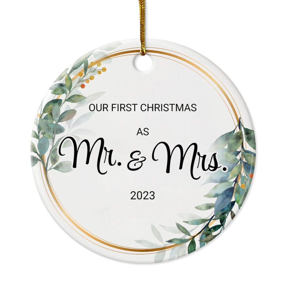 Our First Christmas Married Ornament 2023 As Mr and Mrs Wedding Gifts for Couple amazon