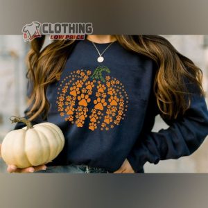 Paw Pumpkin Shirt, Thanksgiving Pumpkin Shirt, Pumpkin Dog Shirt, Halloween Shirt, Halloween Sweatshirt,Thanksgiving Halloween Gift