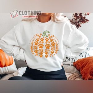 Paw Pumpkin Shirt, Thanksgiving Pumpkin Shirt, Pumpkin Dog Shirt, Halloween Shirt, Halloween Sweatshirt,Thanksgiving Halloween Gift