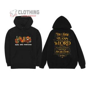Peace Love Thanksgiving Eve Turkey 2023 Shirt, Thanksgiving Plan To The Lord T-Shirt, Hoodie And Sweater