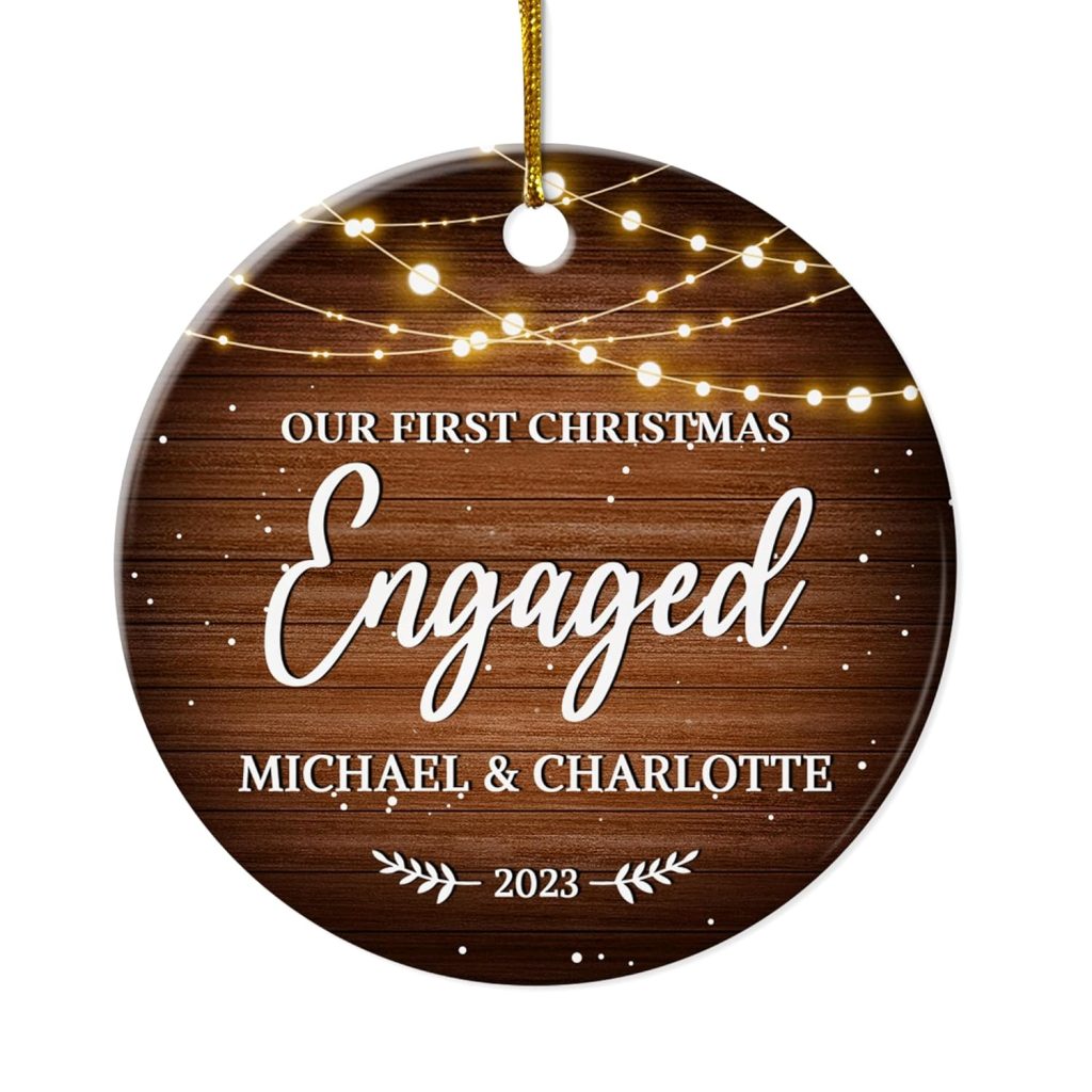 Personalized Engagement Gifts for Couples First Christmas Engaged 2023 Customized Engaged Ornament amazon 1