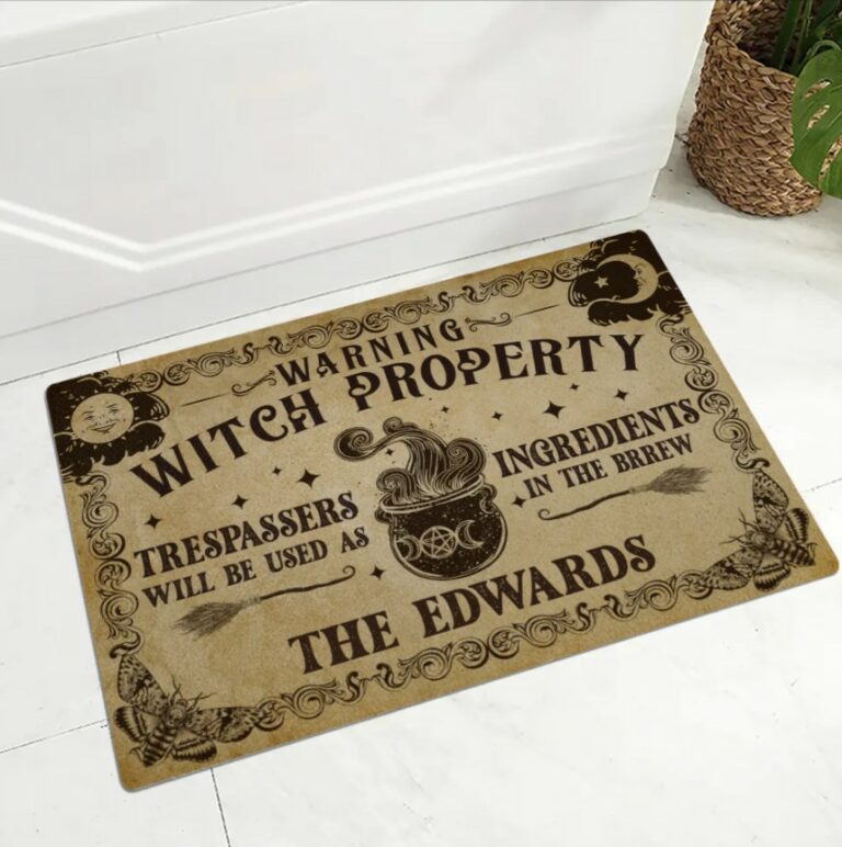 Personalized Warning Witch Property Doormat loveable