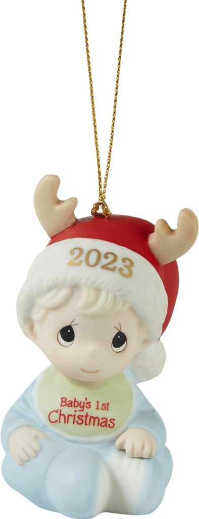 Precious Moments 231006 Babys First Christmas 2023 Dated Boy Bisque Porcelain Ornament amazon
