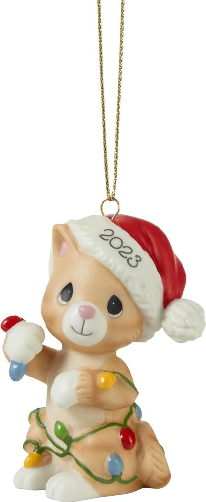 Precious Moments 231007 Tangled in Christmas Fun 2023 Dated Cat Bisque Porcelain Ornament amazon