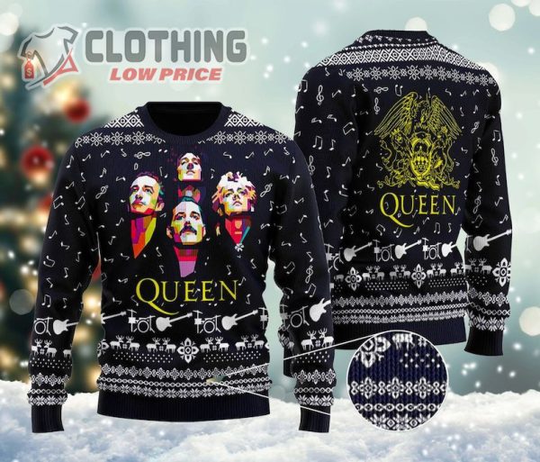 Queen Band Ugly Christmas Sweater, Queen Greatest Hits Songs Shirt, Queen Tour Setlist 2023 Hoodie