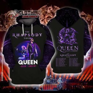 Queen Rock Band And Adam Lambert The Rhapsody Tour Dates 2023 Hoodie 3D All Over Printed