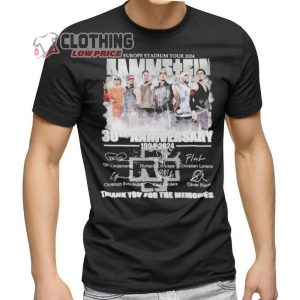 Rammstein Europe Stadium Tour 2024 Shirt Rammstein 30th Anniversary 1994 2024 Thank You For Memories Signatures T Shirt 2