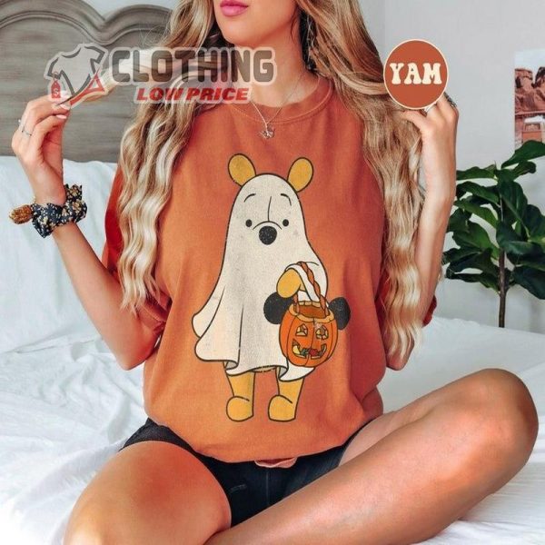 Retro Pooh Ghost Halloween Comfort Colors Shirt, Winnie The Pooh Boo Ghost Pumpkins Shirt, Disney Pumpkins Shirts