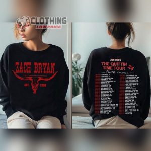 Retro Zach Bryan The Quittin Time North America Tour 2024 Merch Zach Bryan Chicago Concert 2024 Dates Sweatshirt Zach Bryan Tour Dates 2024 Shirt2