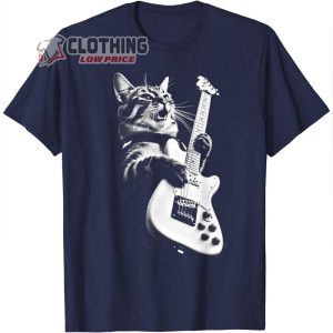 Rock Cat Playing Guitar Shirt Funny Guitar Cat T Shirt Trending Cat Tee Cat Lov3