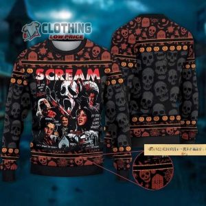 Scream Ghostface 3D Sweater Halloween Gift Scary Movie Sweatshirt Ugly Christmas Sweater For Men No You Hang Up Christmas Sweater