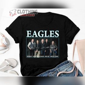 Signatures The Eagles Graphic Black Tee, The Eagles The Long Goodbye Tour 2023 Unisex Tshirt, The Eagles Top Songs Shirt