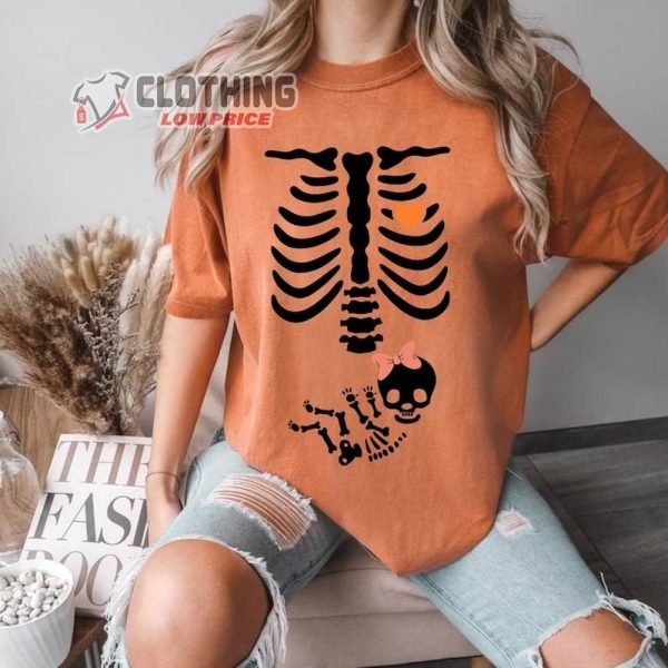 Skeleton Halloween Maternity Shirt, New Baby Halloween Shirt, Pregnancy Announcement Shirt 2023, Pregnant Women Shirt, Baby Tee Gift