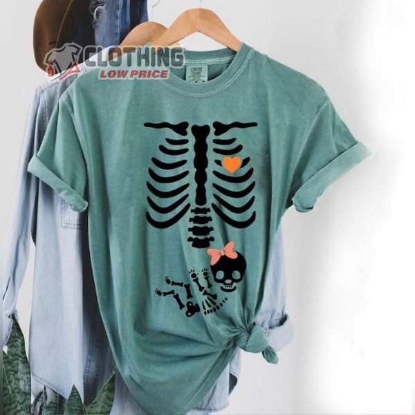 Skeleton Halloween Maternity Shirt, New Baby Halloween Shirt, Pregnancy Announcement Shirt 2023, Pregnant Women Shirt, Baby Tee Gift