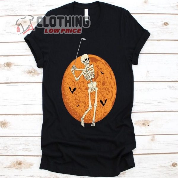 Skeleton Playing Golf Shirt, Halloween Golf Trick Or Treat, Halloween Tee, Skeleton Golf Tee